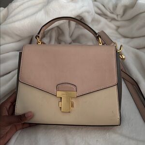Tory Burch Juliette Small Top-handle Satchel In Shell Pink / New Cream